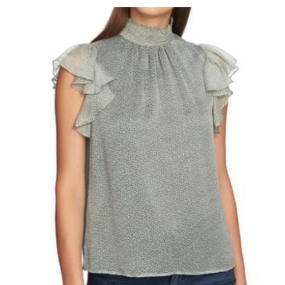 [NEW] 1. State Mock Neck Flutter Sleeve Top - Picture 3 of 8
